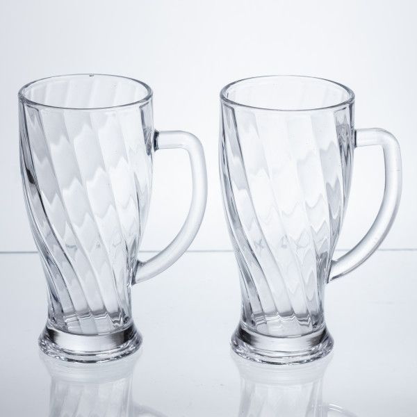 Набір кухлів для пива Glass Mug скляних 2 штуки по 420 мл HP-17-59 фото