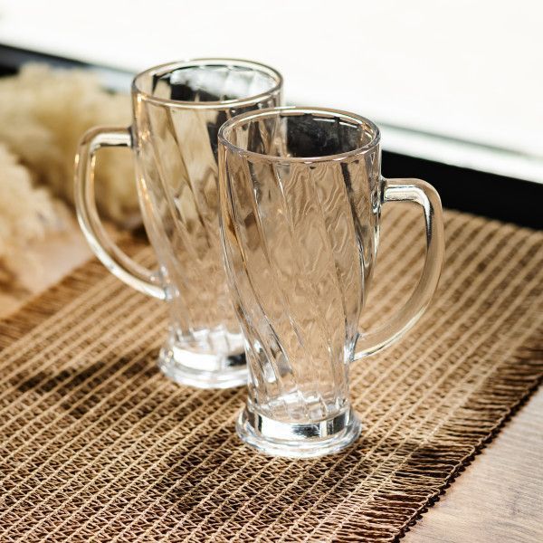 Набір кухлів для пива Glass Mug скляних 2 штуки по 420 мл HP-17-59 фото