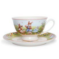 Чашка порцелянова Rabbit Family 200 мл з блюдцем HP-7323-9 фото