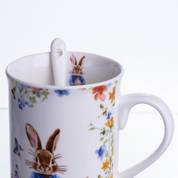 Чашка порцелянова Garden Rabbits 300 мл з підставкою і ложкою HP-7323-1 фото