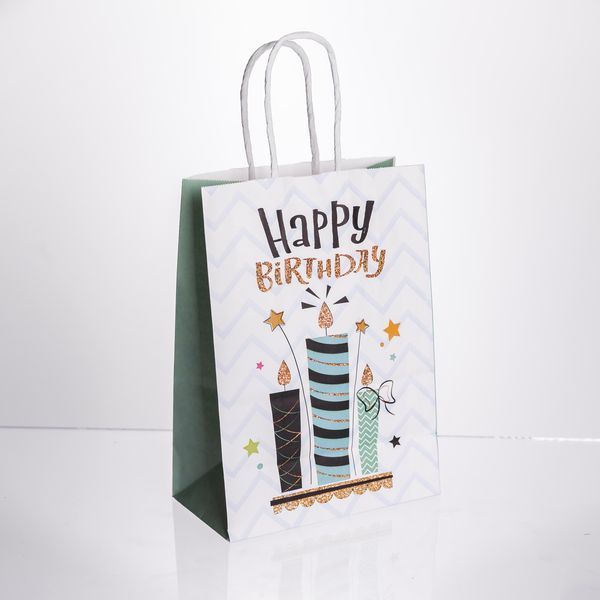 Набір подарункових пакетів з паперу 12 (шт.) Happy Birthday картонні гарні пакети для подарунків 15&times;8&times;21 (см) HP-10359-23PK фото