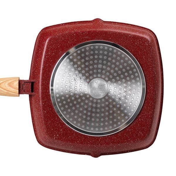 Алюмінієва сковорода-гриль 28 см зі скляною кришкою Square Red MGC HP-4-462R HP-4-462R фото