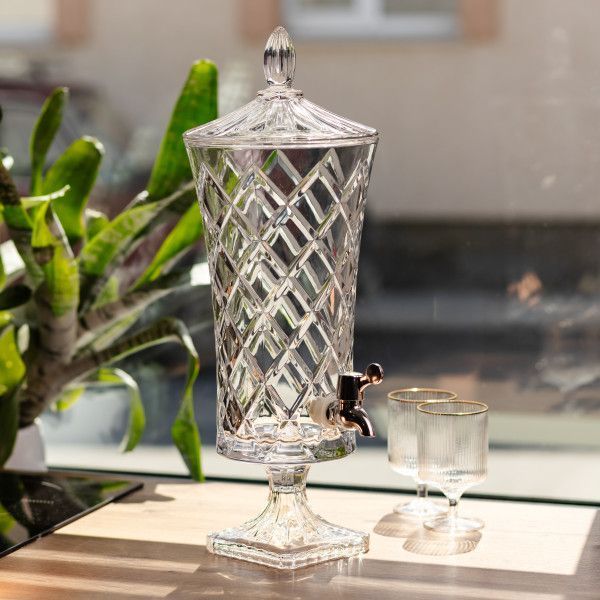 Лимонадниця скляна на ніжці Glass Fountain 2 л з краником HP-34-69 фото