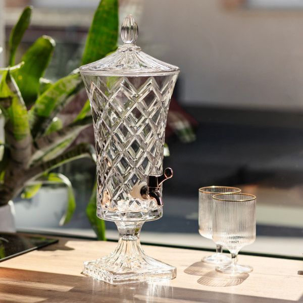 Лимонадниця скляна на ніжці Crystal Dispenser 4.5 л з краником HP-34-67 фото