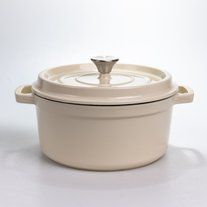 Каструля чавунна 4.5 л емальована з кришкою посуд для тушкування запікання томонія кухонна HP-1-19-WHITE фото