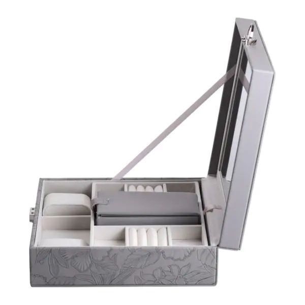 Скринька для прикрас з еко шкіри 2 яруси із замком органайзер для ювелірних виробів HP-5-22P HP-5-22G фото