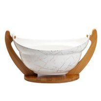 Фруктівниця порцелянова на бамбцковій підставці 31,5*18,5*17,5 см, білий HP1236 HP1236 фото