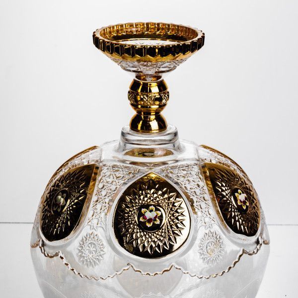 Ваза для фруктів скляна Gold Glass 22 см HP-34-140 фото
