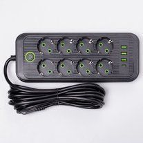 Мережевий фільтр подовжувач на 8 розеток з 3 USB 1 Type-C та кнопкою відключення F20U 2.8 м Чорний HP-5-28 HP-5-28 фото