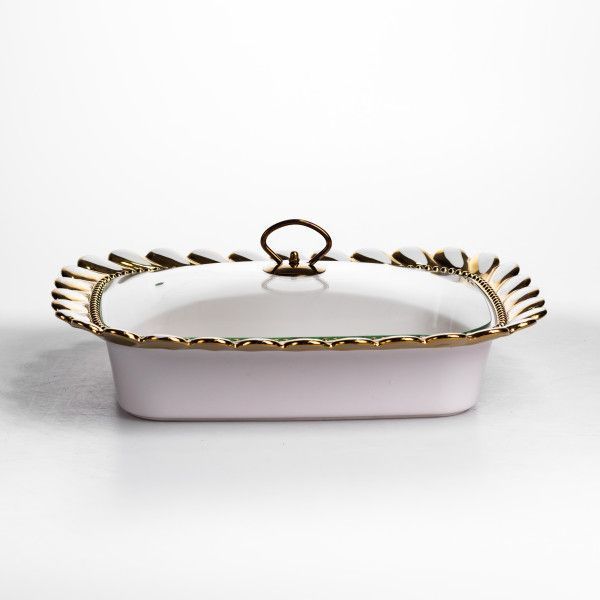 Мармітниця порцелянова Tiffany 2 л квадратна зі скляною кришкою на металевій підставці з підігрівом SX42-3 фото