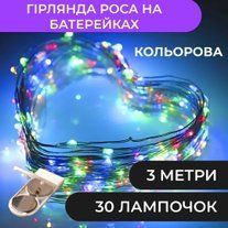 Гірлянда світлодіодна на батарейках GarlandoPro 30LED 3м мідний дріт гірлянди роса 1733017ML фото