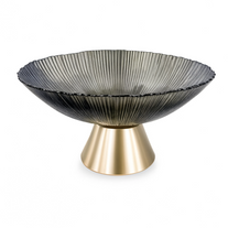 Фруктовниця скляна "Gold & Grey" 15 см на золотій ніжці HP-34-117 фото