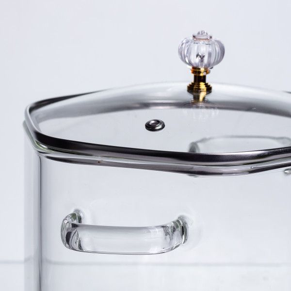 Каструля скляна шестигранна &laquo;Diamond Crystal&raquo; 3.5 л з кришталевою ручкою HP-34-41 фото