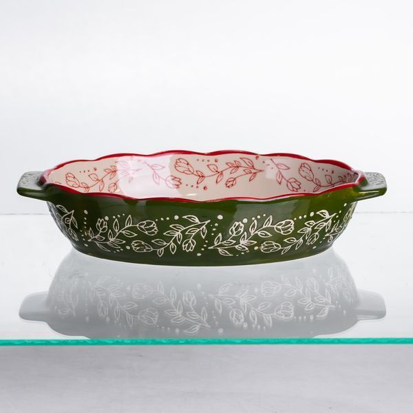 Форма для запікання Vintage 25&times;15&times;5 (см) овальна з ручками Зелена HM05-01 HM05-01 фото