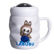 Чашка порцелянова з кришкою Labubu 400 (мл) подарункова кружка прикольна чашка для дітей на подарунок Білий з синім FM-54A FM-54A фото