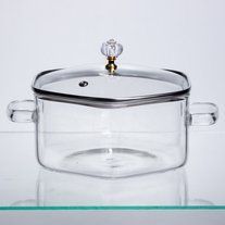 Каструля скляна шестигранна &laquo;Diamond Crystal&raquo; 2.5 л з кришталевою ручкою HP-34-40 фото
