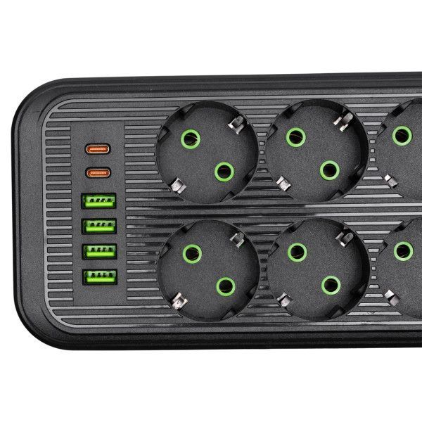 Мережевий фільтр-подовжувач 6 розеток 4 USB-A + 2USB Type-C на 5 метрів HP-5-54 фото