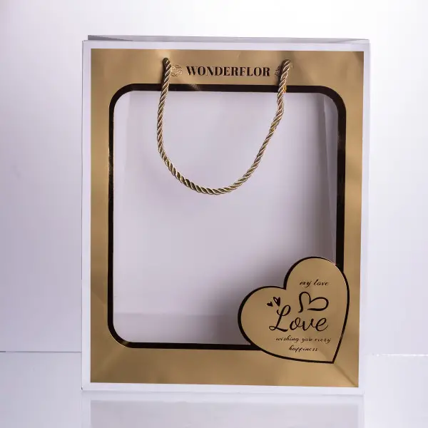 Набір подарункових пакетів з паперу Love з віконцем 12 шт 26&times;10&times;32 см HP-10359-18 HP-10359-18 фото