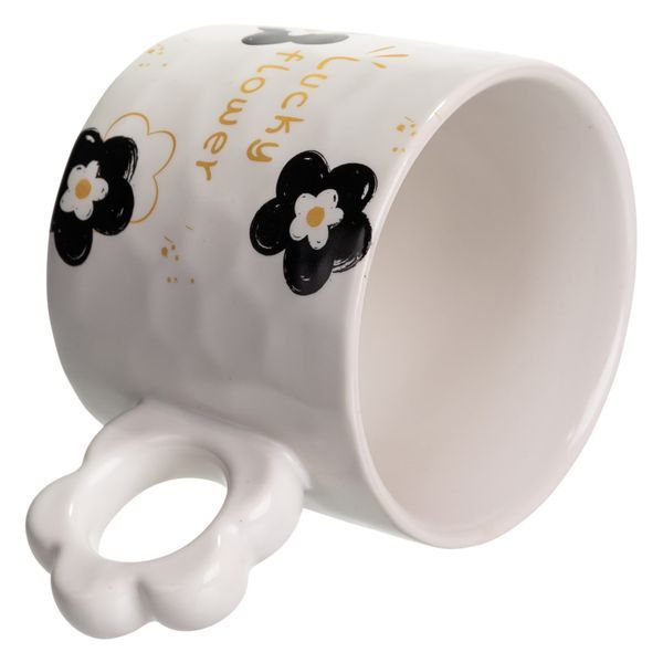 Чашка для чаю та кави порцелянова Lucky Flower 420 (мл) гарна оригінальна кружка на подарунок Біла FM-14D FM-14D фото