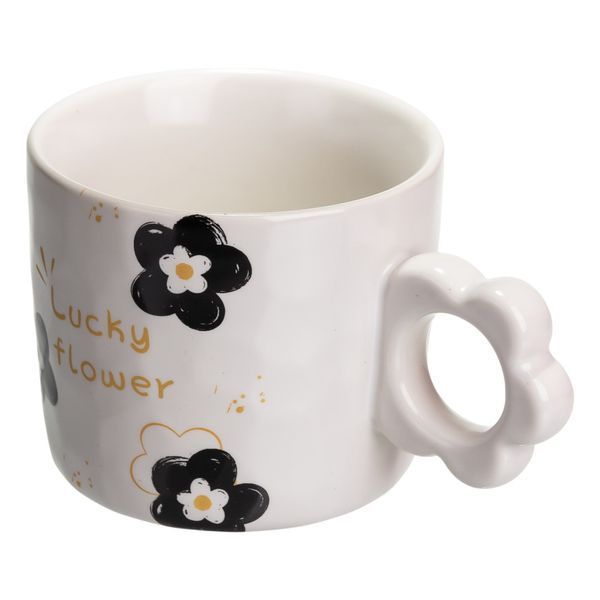 Чашка для чаю та кави порцелянова Lucky Flower 420 (мл) гарна оригінальна кружка на подарунок Біла FM-14D FM-14D фото