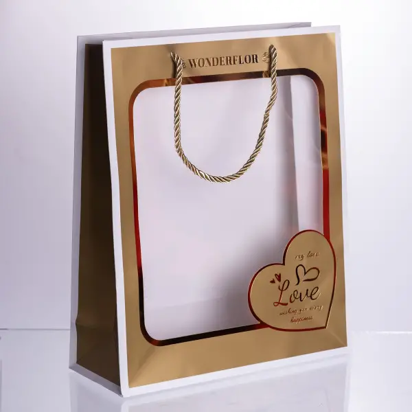 Набір подарункових пакетів з паперу Love з віконцем 12 шт 26&times;10&times;32 см HP-10359-18 HP-10359-18 фото